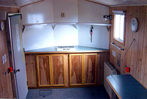 Inside view of the ice fishing houses